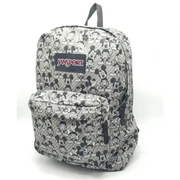 Disney | Jansport Superbreak MICKEY MOUSE All Over Print Black / Gray Backpack - Picture 1 of 9